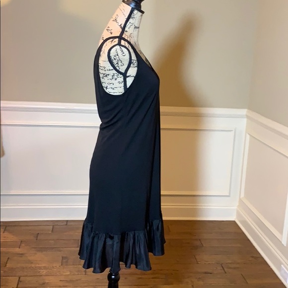 Eileen Fisher Black Slvls 100% Silk Ruffled Dress - Picture 5 of 8